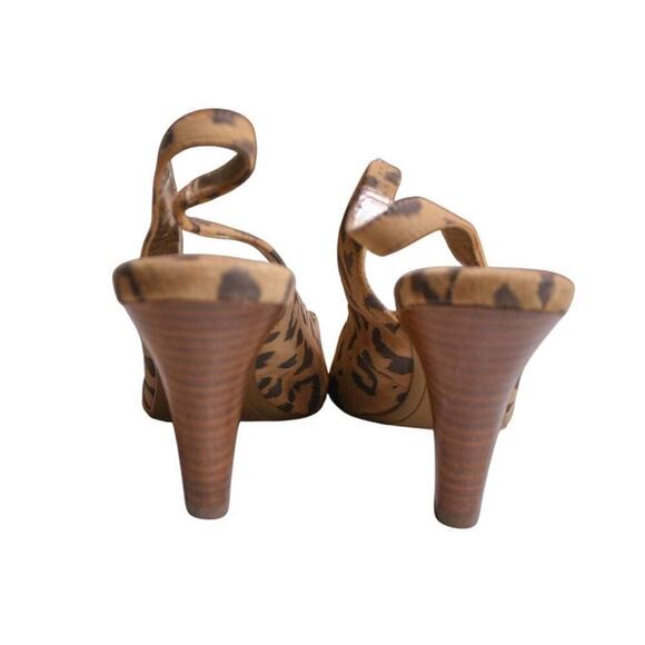 Sofft Leopard Print High Heel Sling Back Peep Toe Pumps Platform 8.5M - Picture 4 of 6